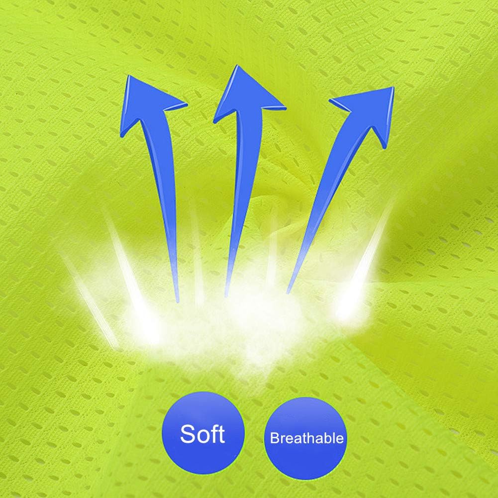 XIAKE High Visibility Reflective Safety Vest - Class 2 ANSI Compliant with Pockets for Men & Women