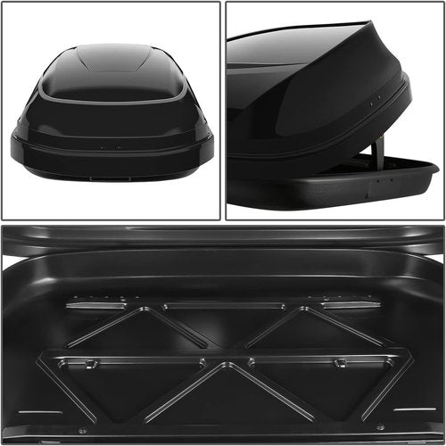 DNA Motoring Rooftop Cargo Box - Lockable Heavy-Duty Car Top Storage Case | 110 Lbs Capacity, Glossy Black, 53" L x 34" W x 15" H