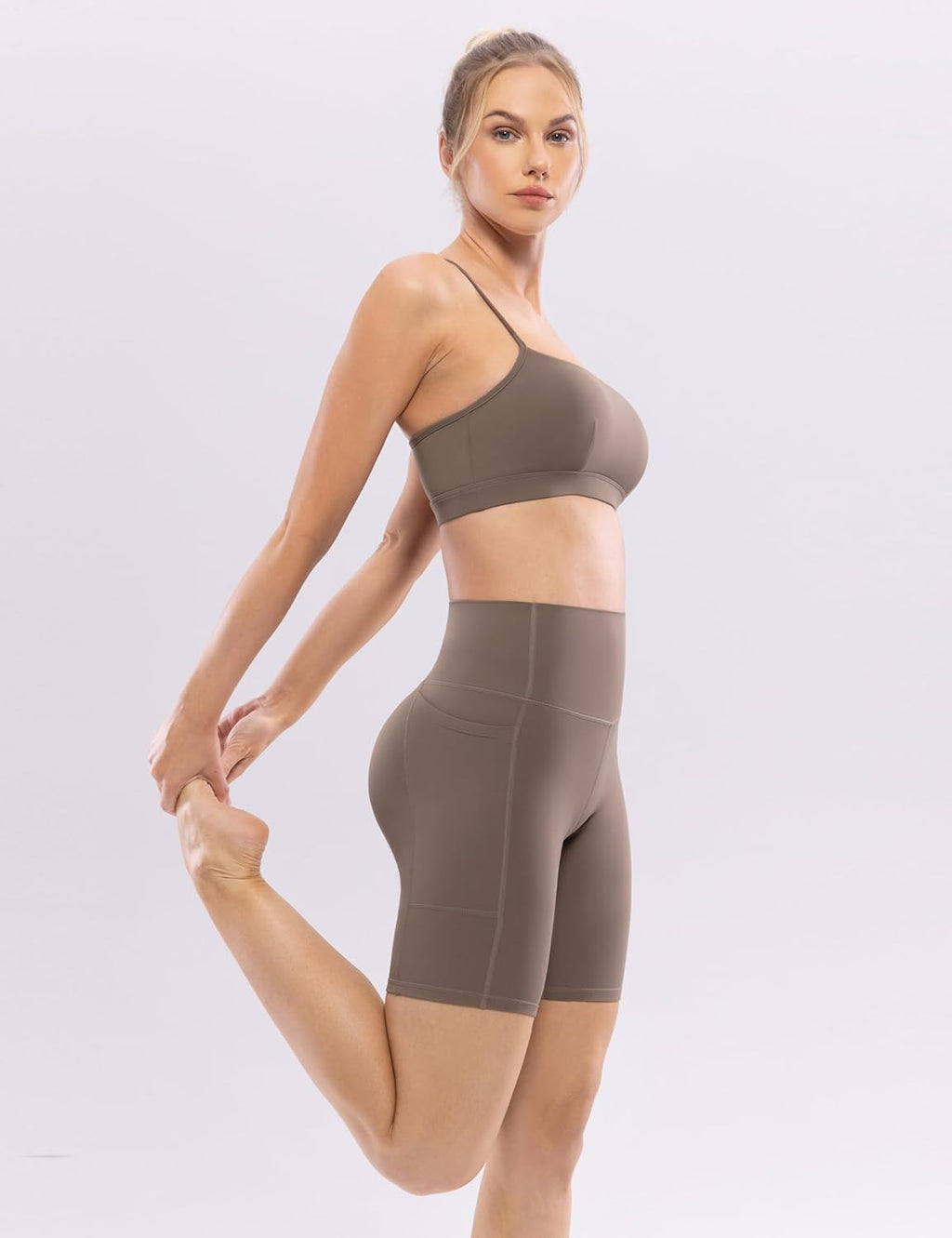 POSHDIVAH Women's Creamluxe Yoga Shorts - High Waisted, Pockets, Available in 2.5"/4"/6"/8"/10" Sizes