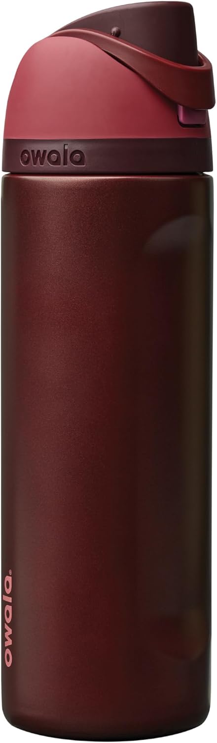 Owala FreeSip Insulated Stainless Steel Water Bottle - BPA-Free, 24 Oz, Black Cherry | Ideal for Travel