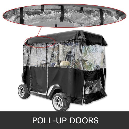 Happybuy Golf Cart Enclosure, Polyester Driving Enclosure, Club Car Covers Universal Fits for 2+2 Passenger Golf Carts, Sunproof and Dustproof Outdoor Cart Cover