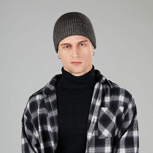 4pcs Wool Fisherman Beanies for Men, Knit Short Watch Cap Winter Warm Hats