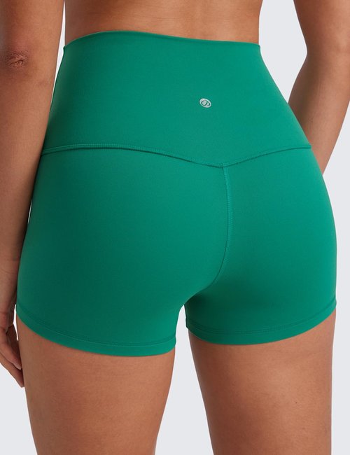 CRZ YOGA Butterluxe Biker Shorts 2.5"- High Waisted Yoga Workout Spandex Womens Running Volleyball Booty Cascadia Green Small