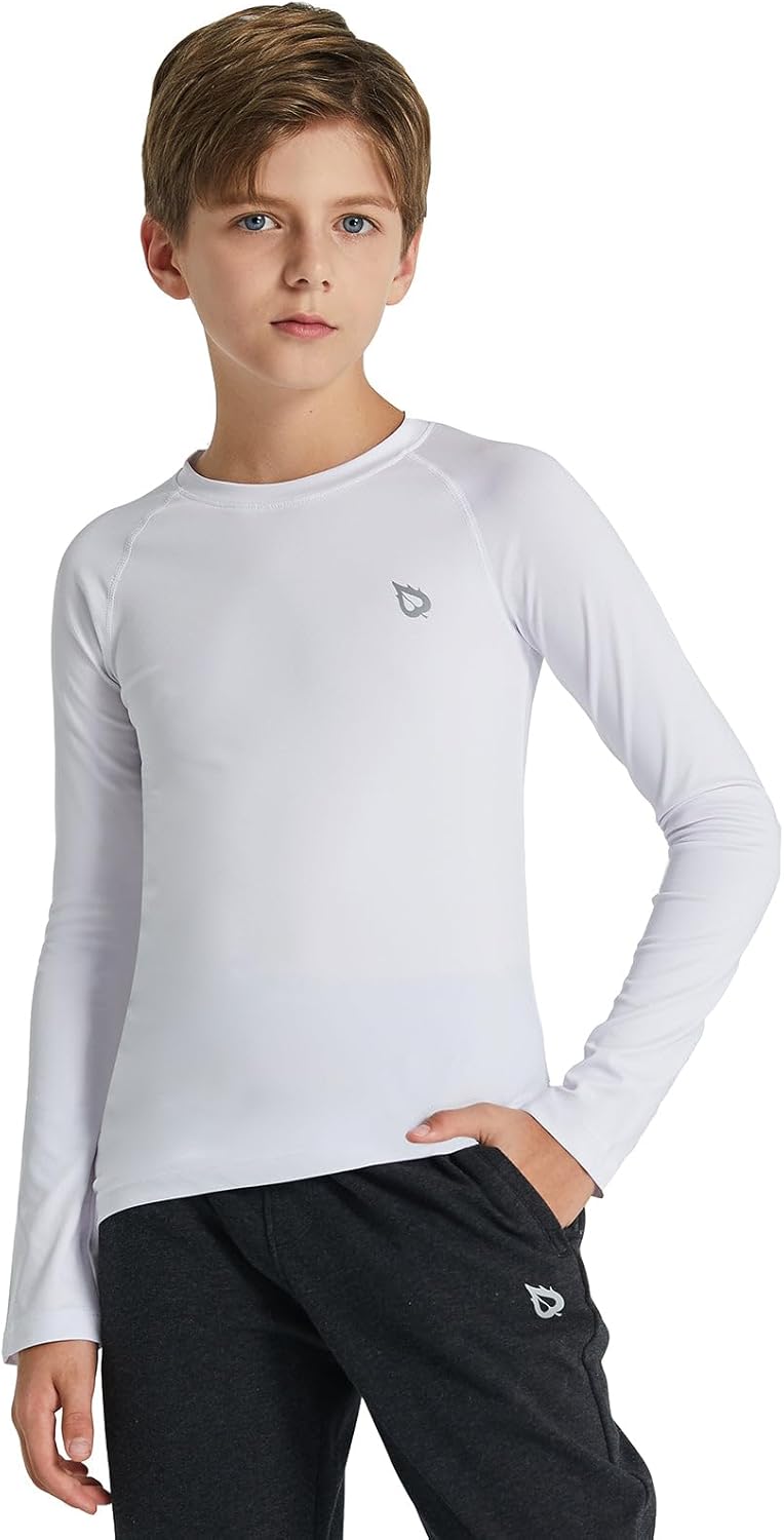 Baleaf Boys Compression Shirt - Long Sleeve Youth Baselayer for Football & Baseball | Quick Dry Cold Gear