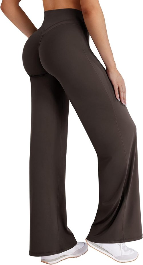 HIGORUN High Waisted Straight Leggings - No Front Seam Workout Pants for Women | 31" Casual Gym Yoga Trousers