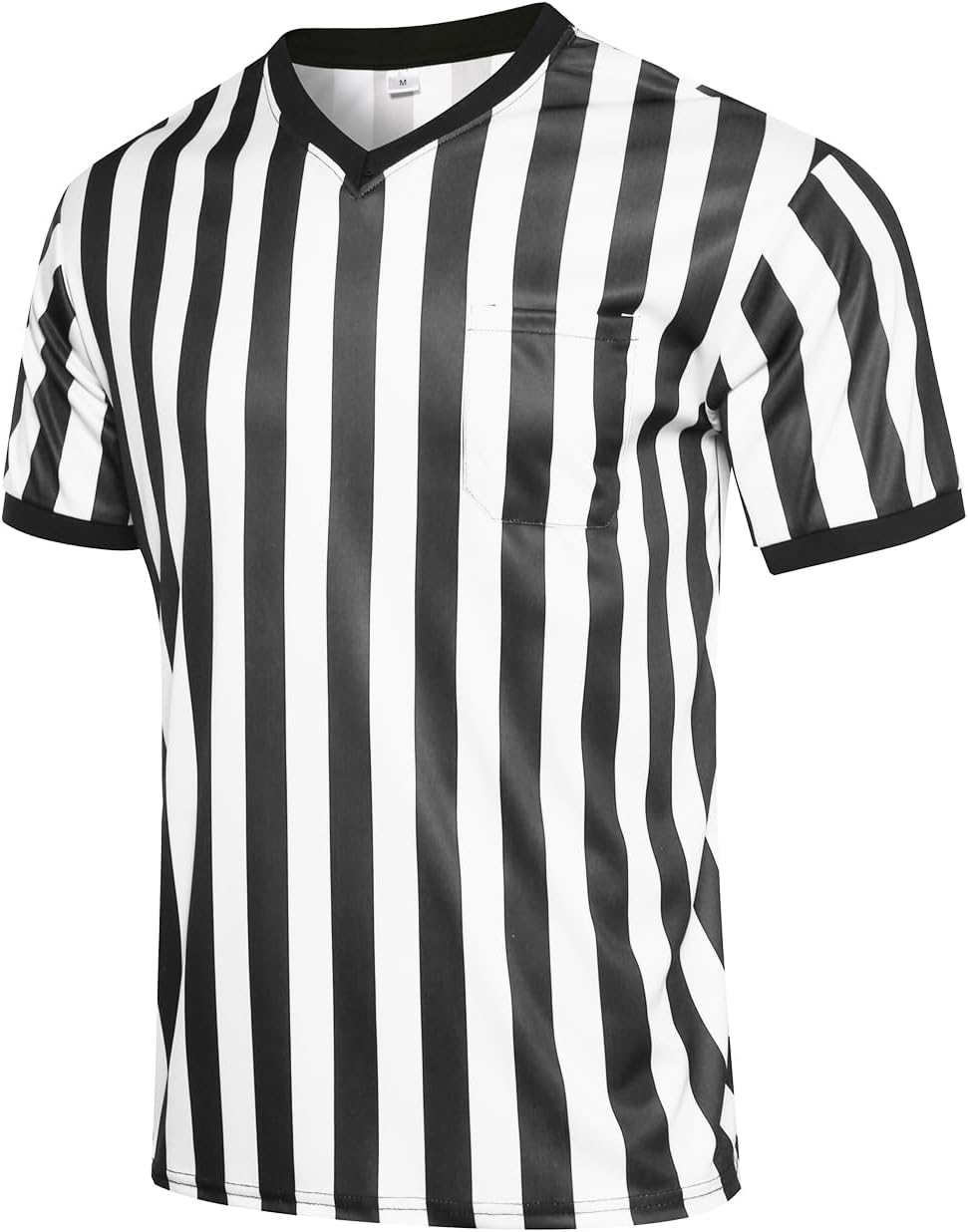 Redgino Men's Referee Shirt - Black & White Striped Jersey for Football, Soccer, Basketball | Perfect for Halloween