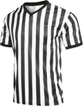 Redgino Men's Referee Shirt - Black & White Striped Jersey for Football, Soccer, Basketball | Perfect for Halloween