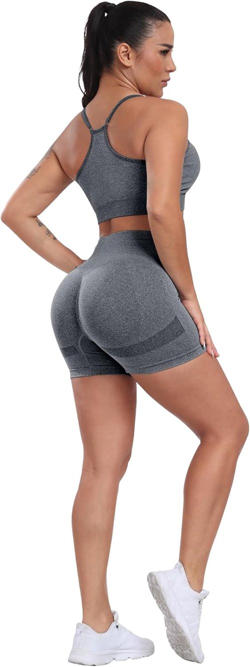 CHRLEISURE Women's High Waisted Booty Shorts - 4 Pack Seamless Scrunch Design for Ultimate Comfort