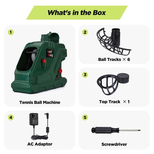 Furlihong 3819BH Portable Tennis Ball Machine – 5 Adjustable Angles, 2 Power Levels, 4 Serve Intervals, Up to 30 MPH, for All Skill Levels Training
