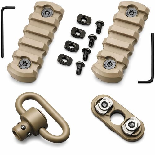 Gotical Combo - 2Pcs 5-Slot Compatible with MLOK Devices and Mount Kit-Push Button with Set of Screws and Allen Wrench (Combo of 2 - Rail & Attachment)