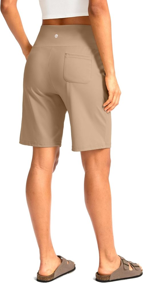 G Gradual Women's Bermuda Shorts - High Waisted, Knee Length with Pockets for Athletic Workouts