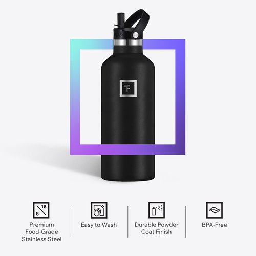 IRON °FLASK Camping & Hiking Hydration Flask with Straw, BPA-Free Insulated Stainless Steel Sports Water Bottle - 24 oz Cashmere Cream
