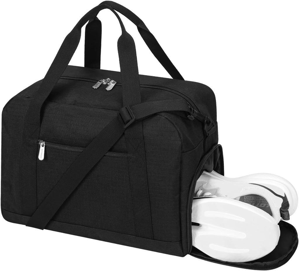 Skiennix Mini Duffel Bag - Lightweight 14-Inch Gym Bag with Shoe Compartment - Black
