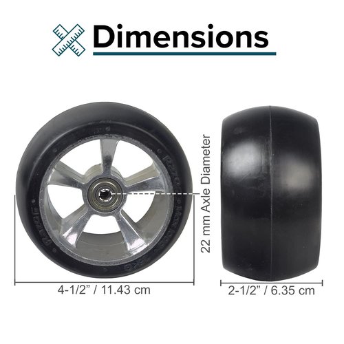 AlveyTech Front Wheels for Razor Ground Force, Ground Force Drifter, and GFD Fury Go-Karts - Replacement Parts for Go-Kart, 4-1/2" x 2-1/2" Solid Rubber Drift Tires w/ 608Z Bearings, Left & Right Set