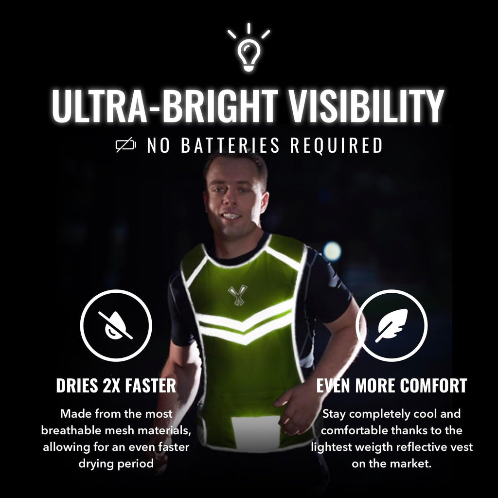 Skiennix Reflective Running Vest - High Visibility with Pocket & 2 Bands for Night Safety