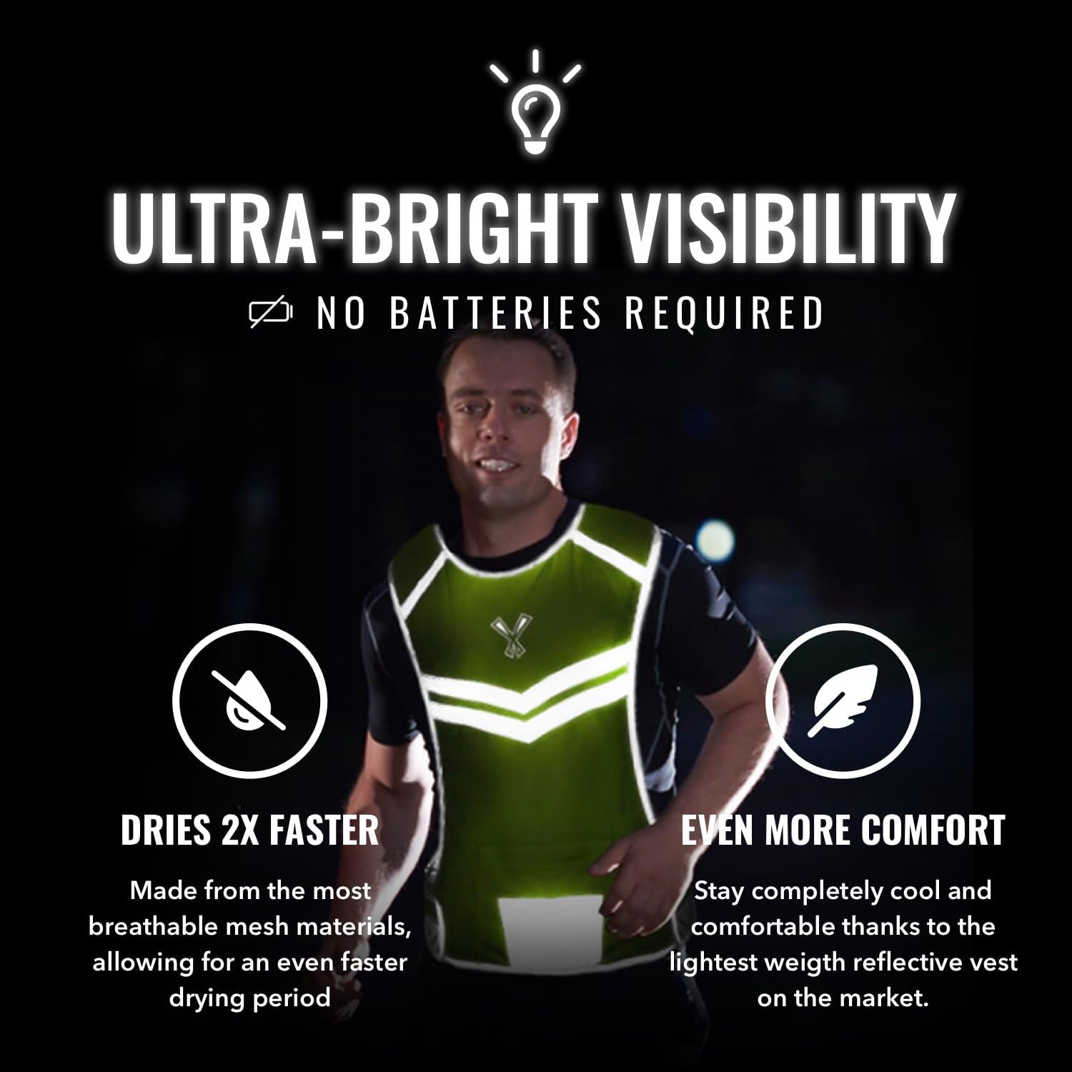 Skiennix Reflective Running Vest - High Visibility with Pocket & 2 Bands for Night Safety