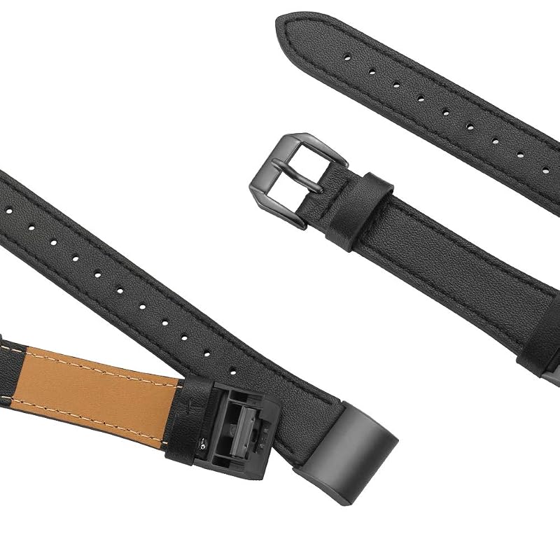 Leather Band for Fitbit Charge 2 - Simpeak Genuine Leather Wrist Strap, Black