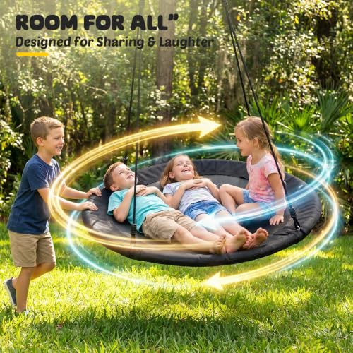 Trekassy 48-Inch Black Saucer Tree Swing for Kids & Adults, 700lbs Capacity
