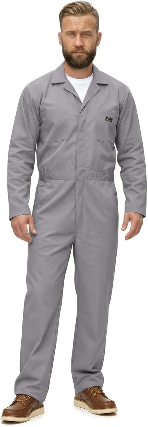 Natural Uniforms Men's Long Sleeve Zip-Up Twill Coverall - Stain & Wrinkle Resistant