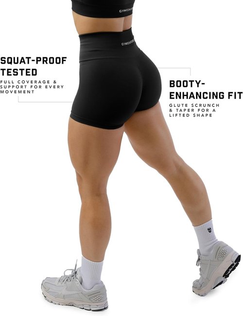 Gymreapers Seamless Athletic Shorts for Women - Squat Proof, High Waisted Glute Scrunch, Quick Drying
