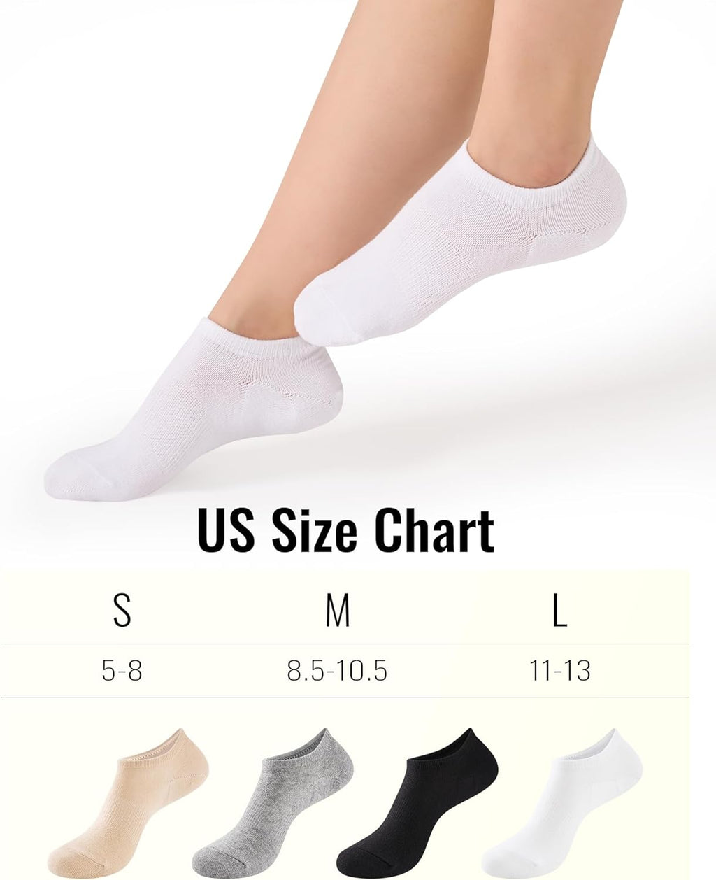 Skiennix No Show Socks - Non-Slip Invisible Liners for Flats | Breathable Cotton, 6 Pairs Gift Box