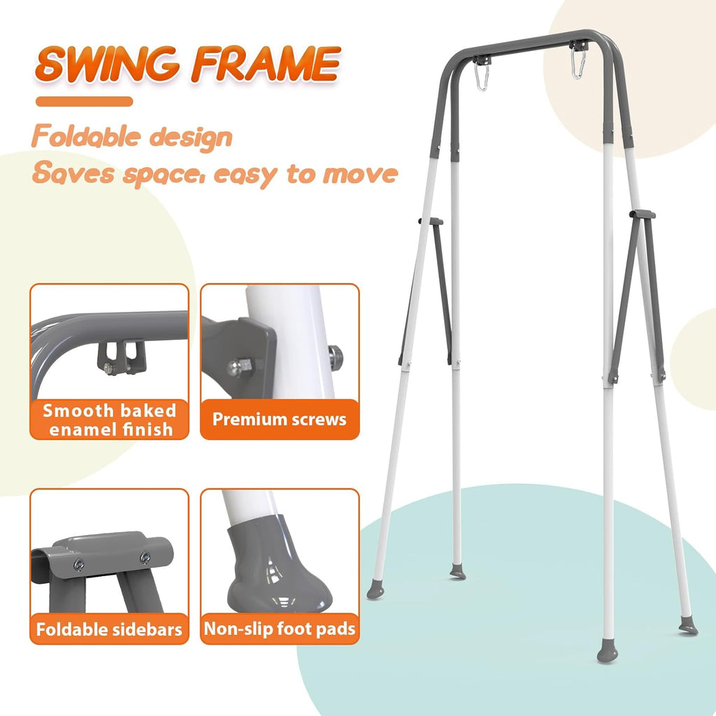 Skiennix Foldable Toddler Swing Set - Safe Indoor & Outdoor Baby Jumper | Durable Gray Design
