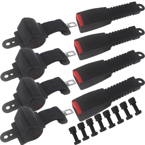 WLOOD Golf Cart Seat Belts Kit, Universal Retractable Front Rear Golf Cart Seat Belt Kit Compatible with EZGO, Club Car, Yamaha,Set of 4