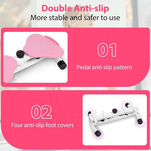 Waist Twister Board for Exercise – Dual Pedal Balance Fitness Board with Resistance Bands, Core & Waist Trainer for Home Workout, Non-Slip Twisting Disc for Women Men (Pink)