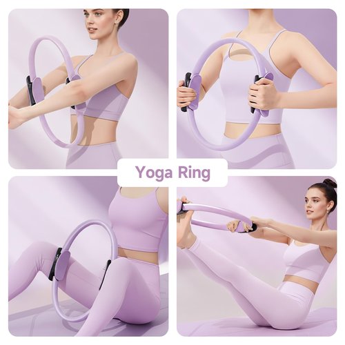 LOEUO at Home Pilates Kit for Women, Pilates Equipment for Home Workouts, Adjustable Resistance Pilates Ball and Ring Set for Exercise