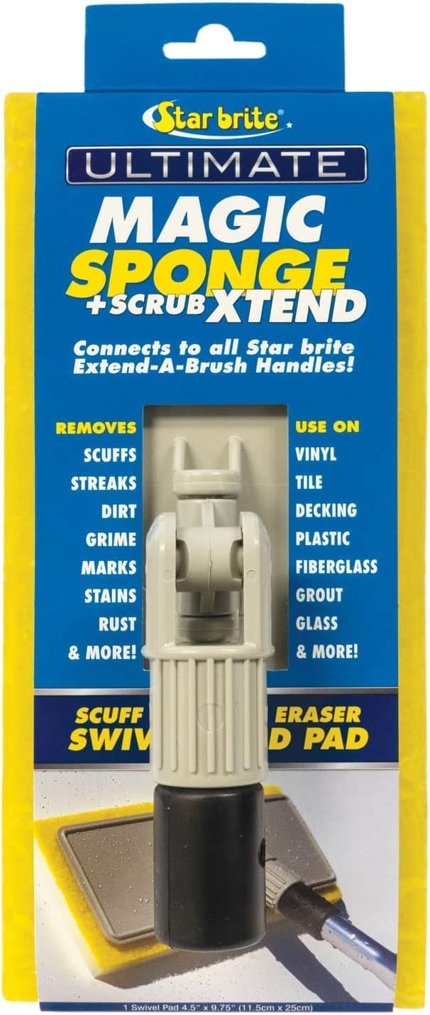 STAR BRITE Ultimate Magic Sponge - Dual Articulating Flex Head Scrubber with 5'-10' Extending Handle