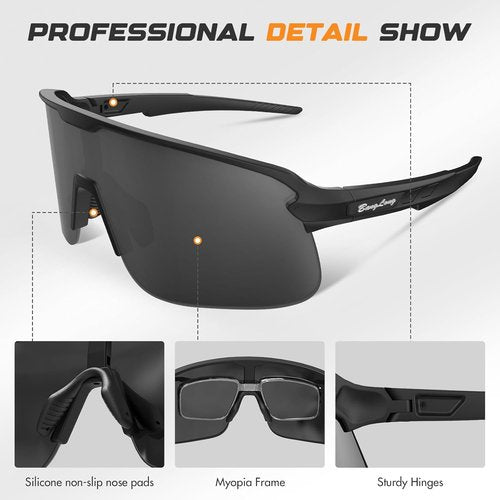 BangLong Sports Sunglasses - UV Protection Cycling Glasses for Running, Driving & Fishing | TR90 Frame