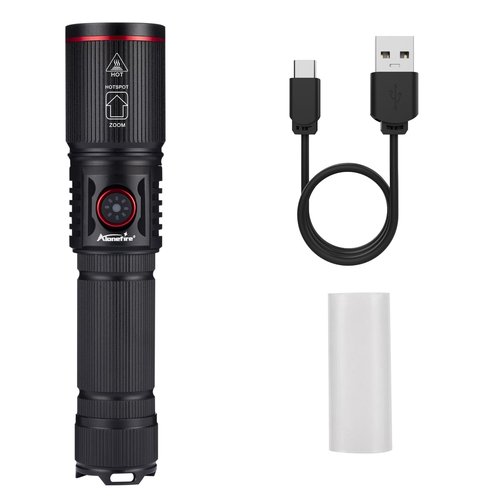 ALONEFIRE SV96 RGBW Multi-Color LED Flashlight USB-C Rechargeable Zoomable Red Green Blue White Light for Astronomy Hunting with Battery