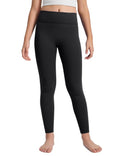 CRZ YOGA Girls Butterlift No Front Seam Full Length Yoga Leggings - Athletic Sports Casual Pants Tights Kids Teen Black Medium