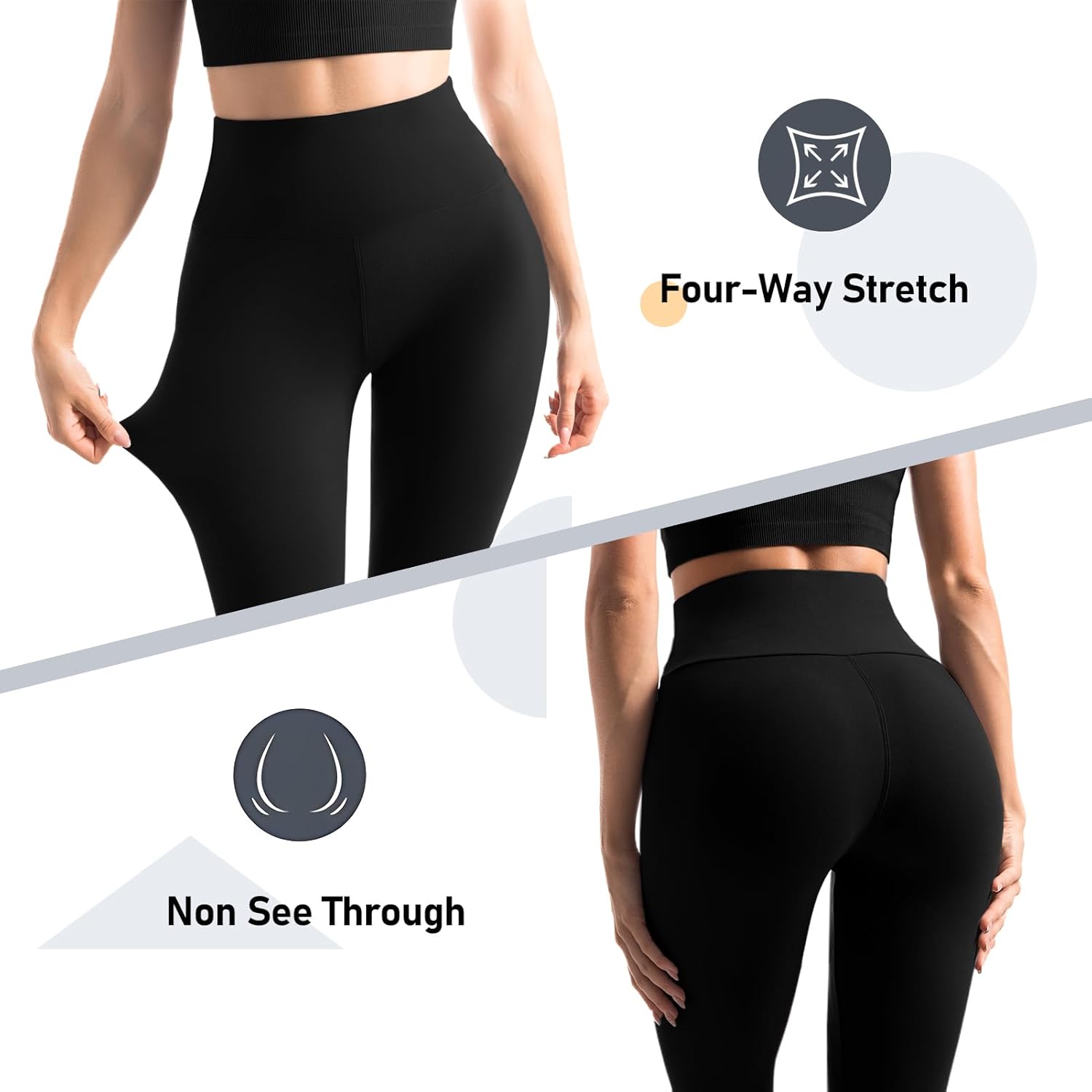 Skiennix High Waisted Leggings with Pockets - Soft & Comfortable for Yoga | 2 Pack