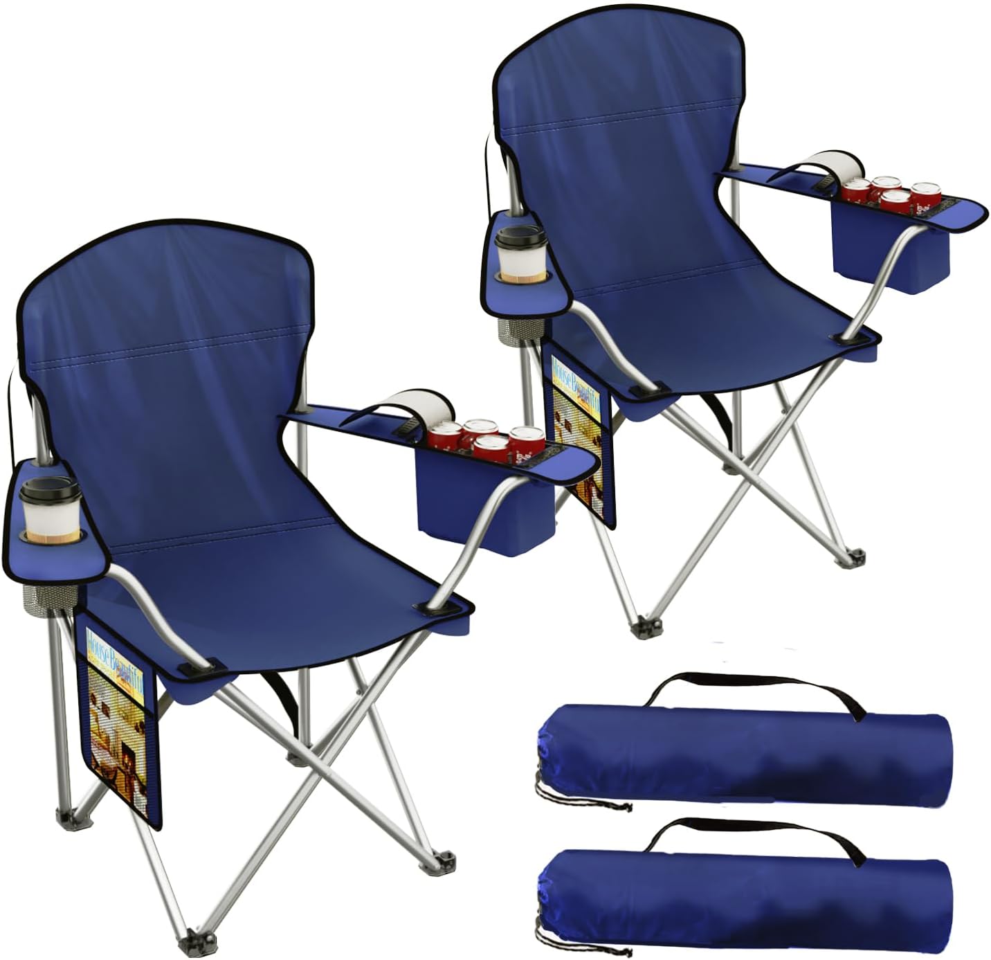 VTOY Folding Camping Chair - Durable 600D Oxford Fabric with Cooler Pouch & Cup Holder | Portable Outdoor Seating