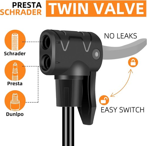 **TOOLITIN Floor Bike Pump - High Pressure 160 PSI with Gauge | Compatible with Presta & Schrader Valves**