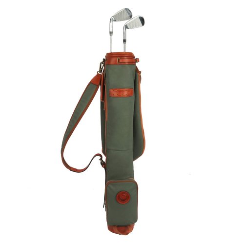Tourbon Vintage Golf Club Carry Bags Travel Case - Canvas and Leather (33" Golf Carry Bag - Green)