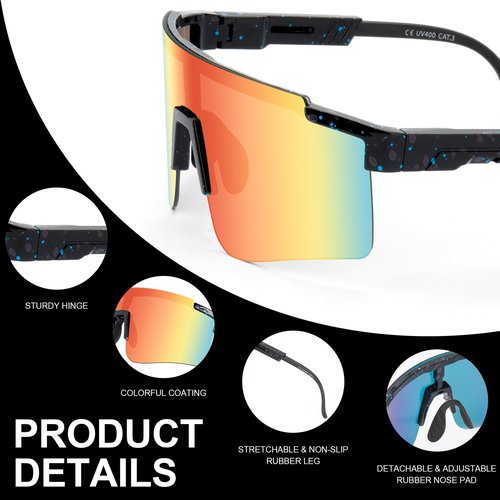 ROIBEAO Upgrade Cycling Glasses for Men Women, UV Protection Sports Sunglasses for Baseball Running Softball Driving Fishing Glof, Cycling Sunglasses Youth Adults for Mountain Bike Outdoor Sport