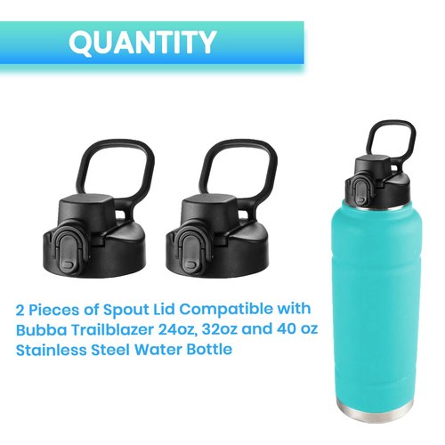 BOSORIO 2 Pack Spout Lids Compatible with Bubba Trailblazer 24oz 32oz 40oz Water Bottle, Auto Flip Lids Replacement Parts for Bubba Trailblazer and Flo Kids 16oz Wide Mouth Water Bottle