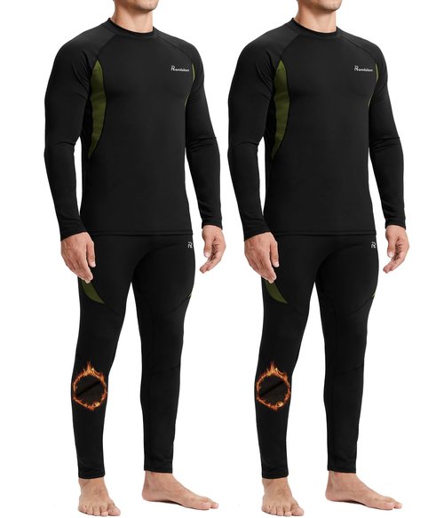 romision Thermal Underwear Long Johns for Men Fleece Lined Base Layer Cold Weather Hunting Gear Bottom and Top Set