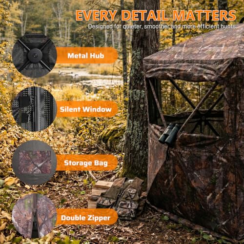 360° See-Through Pop-Up Ground Hunting Blind for 2-3 Hunters