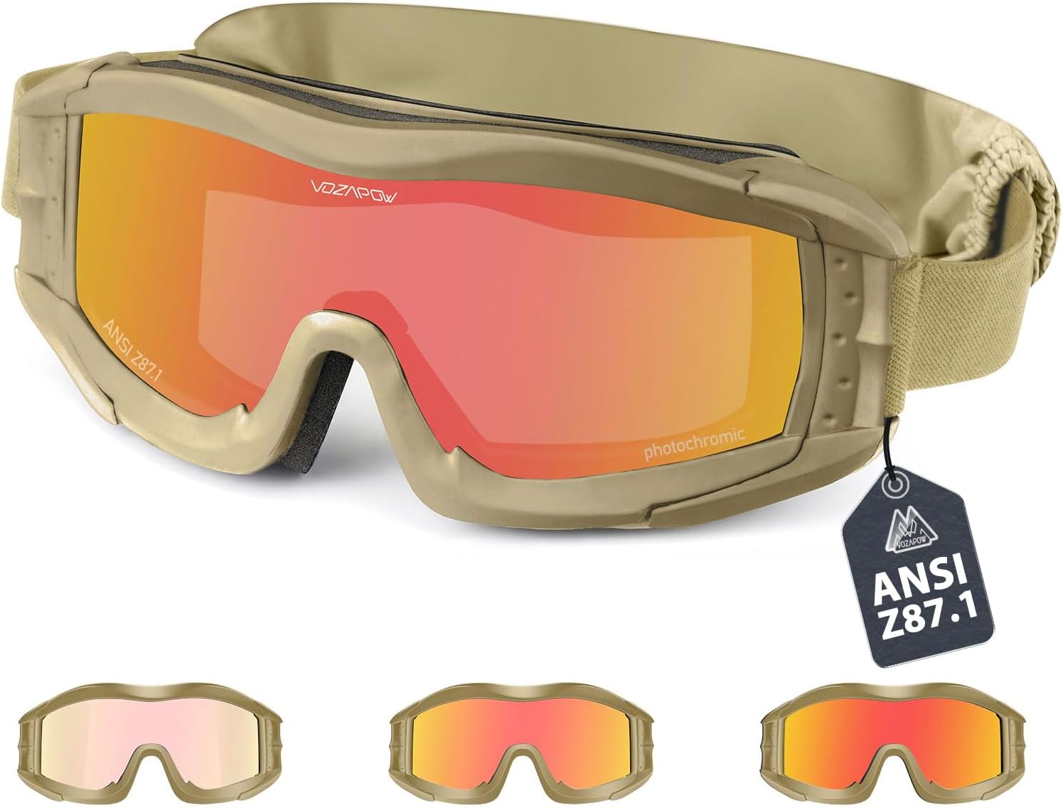 Skiennix Airsoft Goggles - Anti-Fog, ANSI Z87.1 Certified, Impact Resistant Tactical Shooting Glasses