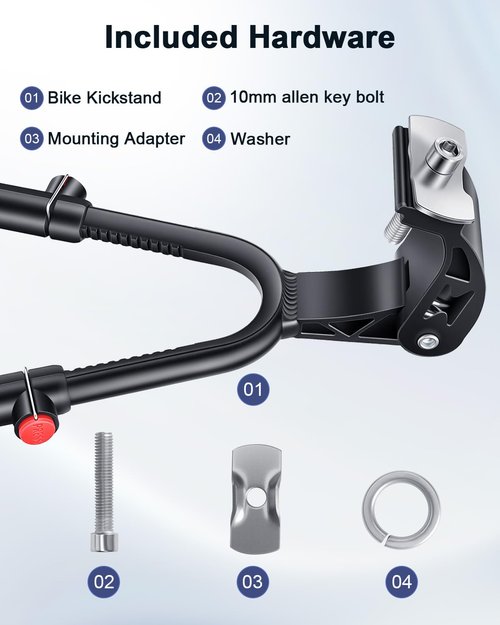 WSDCAM Bike Kickstand, Adjustable Double Legs Bicycle Kick Stands for 24”-29” Adult Bikes, Aluminum Alloy Kickstand Non-Slip Center Mount for Mountain, Road, Cargo Bike, Auxiliary Bicycle Repair Tool