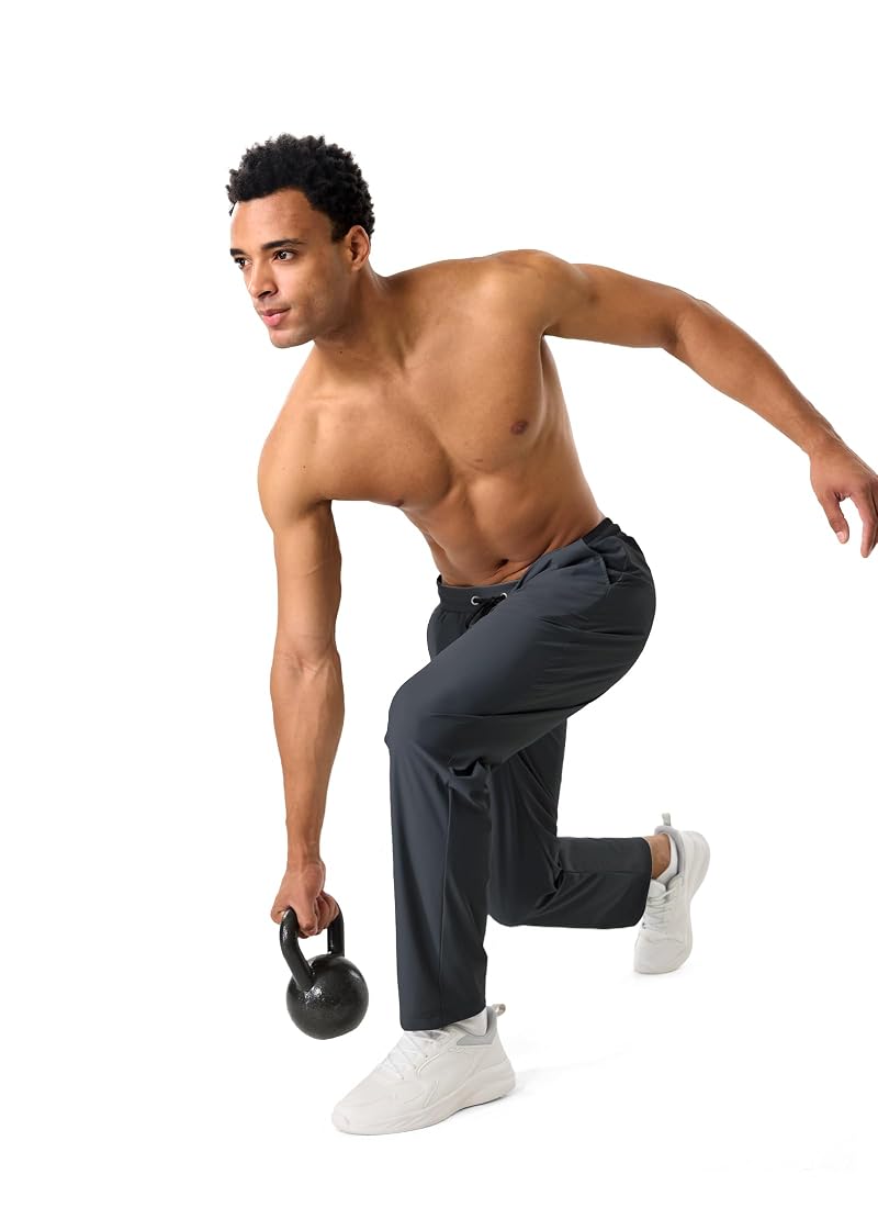 Dark Gray Medium Open-Bottom Men's Lightweight Athletic Sweatpants