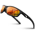 RIVBOS Polarized Sports Sunglasses Driving Sun Glasses Shades for Men Women Cycling Baseball Running RB833-black Rainbow Lens