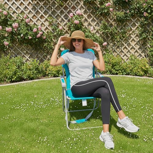#WEJOY Classic Cyan 2-Pack Folding Beach Chairs for Adults, Lightweight & High Back