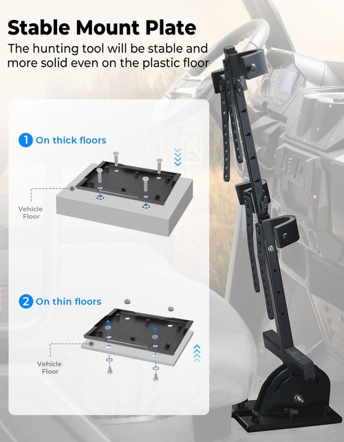 KEMIMOTO UTV Tool Holder Rack, Hunting Tool Holder Rack Tool Mount Vertical Floor Compatible with Polaris Ranger RZR, General Golf Cart, Tractor
