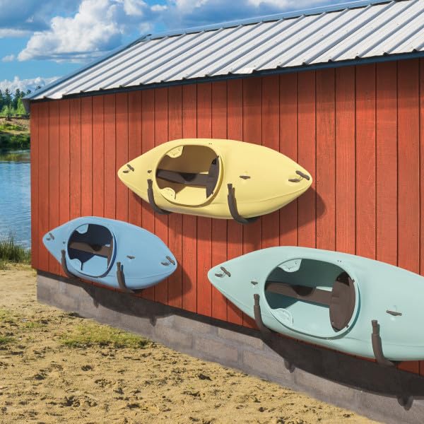 2-Pack Kayak Wall Mount Hangers with 100lb Capacity - Garage Storage Hooks - Black