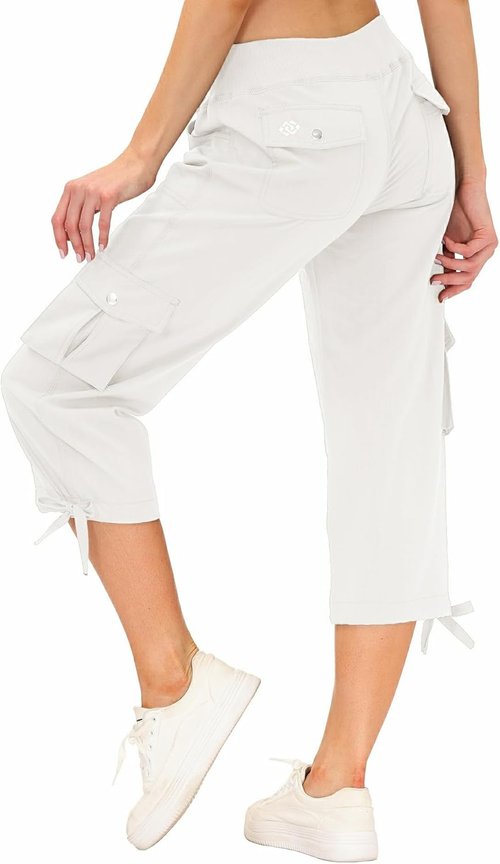 MoFiz Women's Capris - Lightweight Casual Pants with Pockets | Loose Fit Cargo Design for Hiking