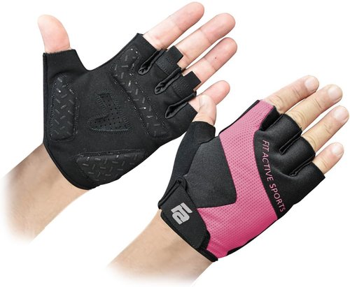 Fit Active Sports Max Grip Weight Lifting Workout Gloves for Gym, Fitness Training, Biking | Lightweight, Breathable, Non-Slip Palm Protection | Men & Women | Small | Pink